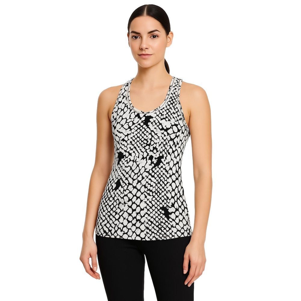 Calvin Klein Black White Animal Print Racerback Pullover Tank Top Womens XS